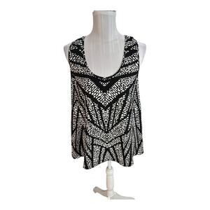 Three Eighty Two Black Patterned Tank Shell Size L